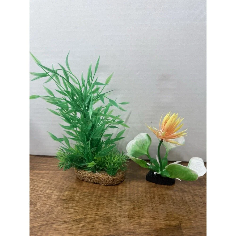 Lot Artificial Aquarium Plastic Plants & Flower Decor, Multicolor, Weighted